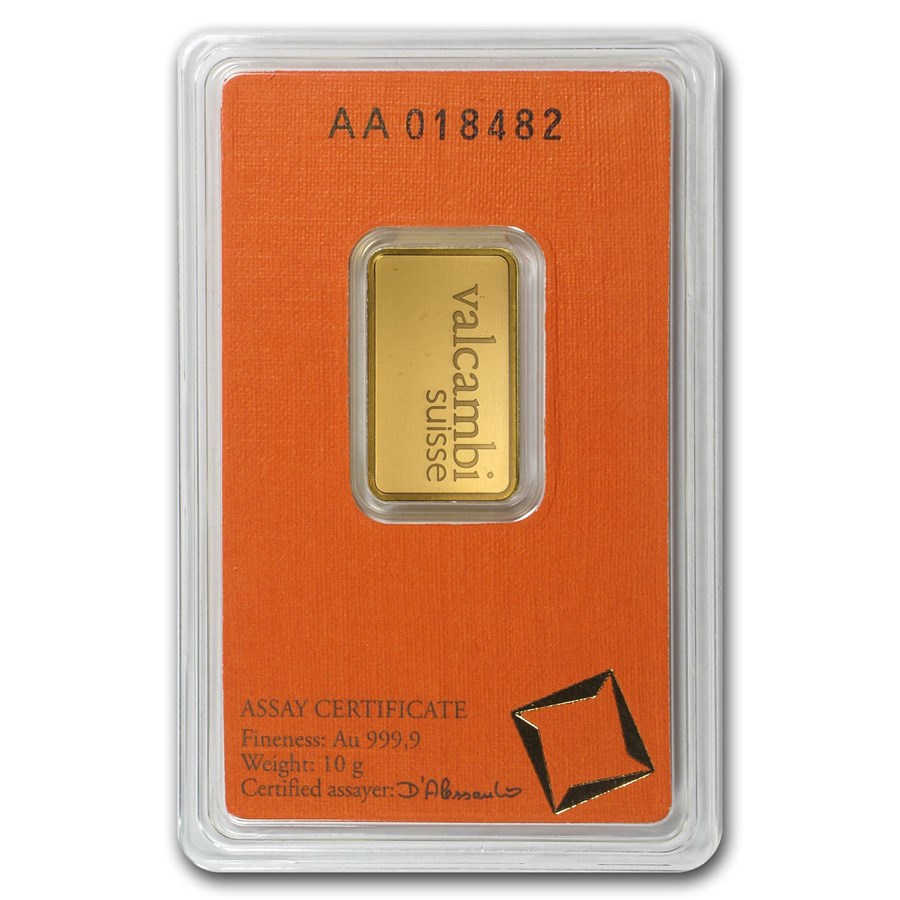 10 Gram Gold Bar Valcambi In Assay 77423 Obv