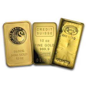10 oz Gold Bar - Brand Varies .9999