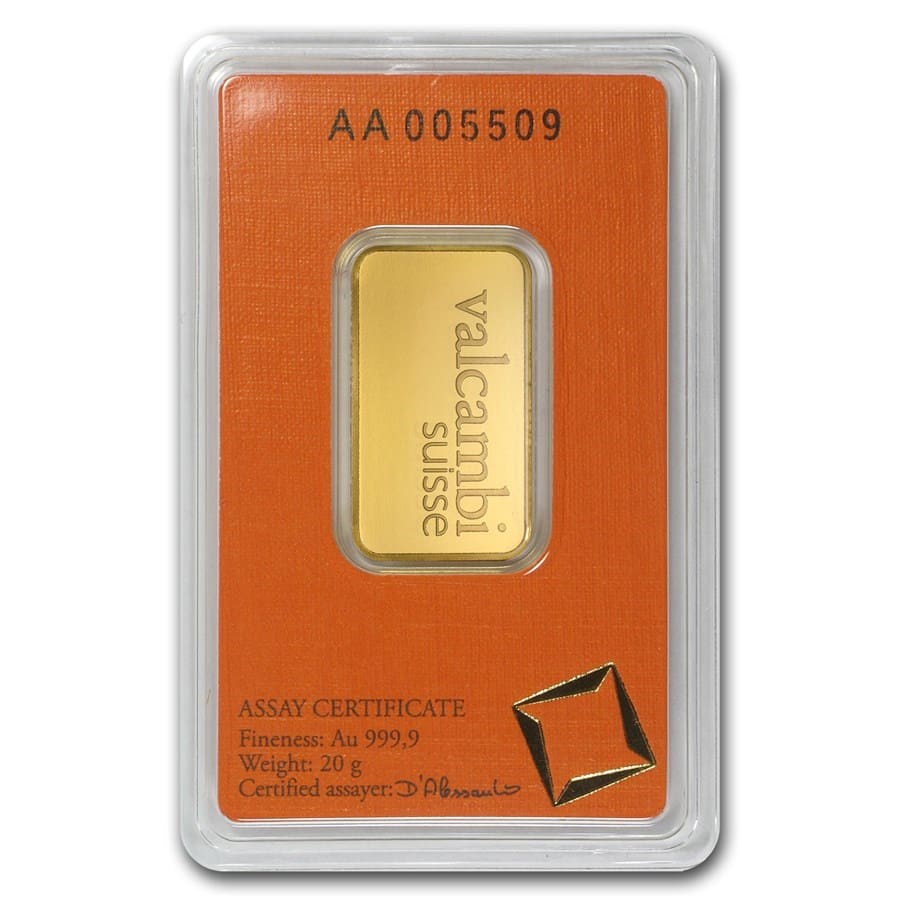 20 Gram Gold Bar Valcambi In Assay 77424 Obv