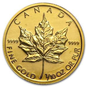 1/10 oz Gold Maple Leaf (Year Varies - Sealed)