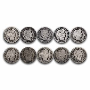 $1 FV 90% Silver Barber Dimes - Avg Circ