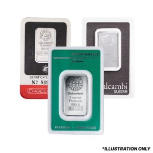 1 oz Platinum Bar - Brand Varies (Carded)