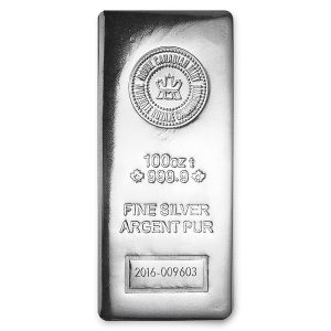 100 oz Silver Bar - Royal Canadian Mint - RCM