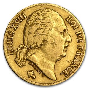 France Gold 20 Francs - Louis XVIII (1816-1824)