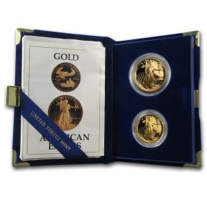 1987 Two Coin Proof Gold Eagle Set - Box/COA