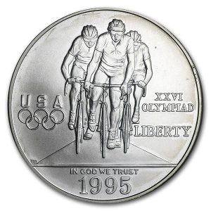 1995-D $1 Olympic Cycling Silver Commem - BU