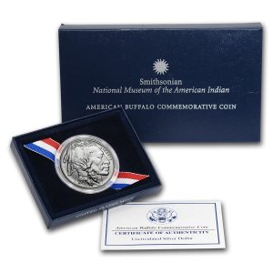 2001-D $1 Silver Buffalo Commem - BU (w/Box & COA)