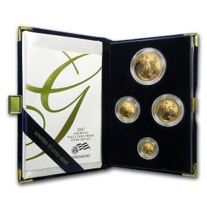 2007-W 4-Coin Proof Gold Eagle Set - Box & COA