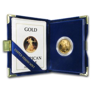 1990-P 1/2 oz Proof Gold Eagle $25 - Box & COA