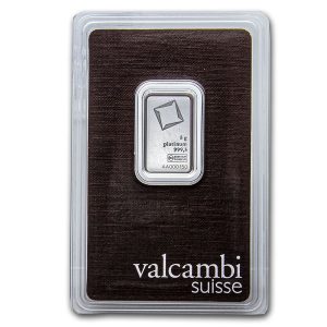 5 gram Platinum Bar - Valcambi (Carded)