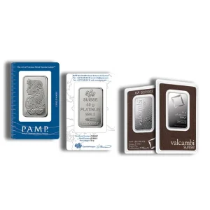 50 gram Platinum Bar - Brand Varies (Carded)
