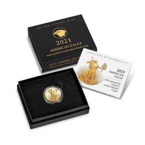 2021-W 1/4 oz Proof Gold Eagle $10 - Box & COA