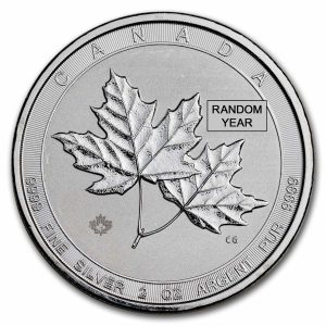 2 oz Canadian Twin Maple Leaf Silver Coin (Year Varies)