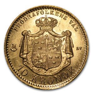 Sweden 10 Kronor Gold Coin (Year Varies)
