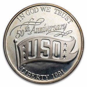1991-D $1 USO Silver Commem - BU